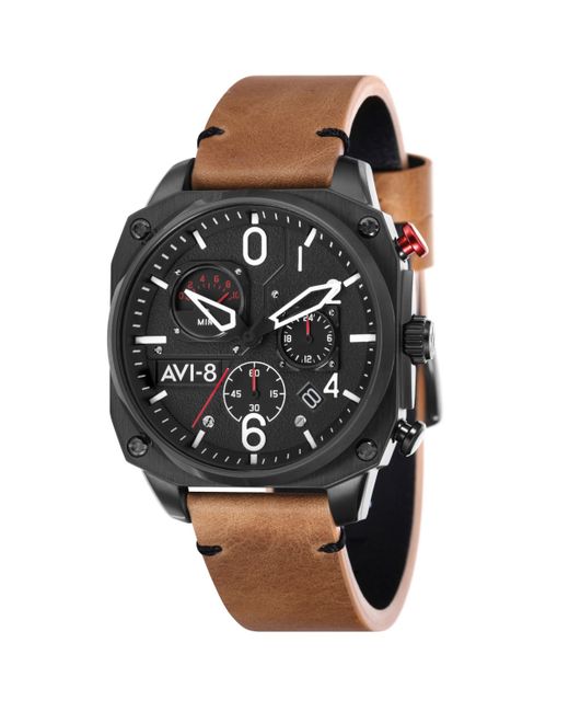 Avi-8 Hawker Hunter Chronograph Retrograde Edition Genuine Leather Strap Watch