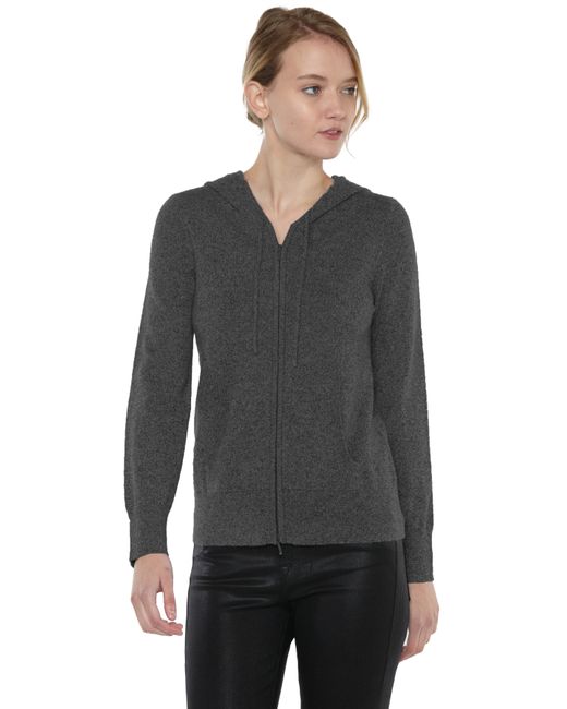 Jennie Liu 100 Pure Cashmere Long Sleeve Zip Hoodie Cardigan Sweater