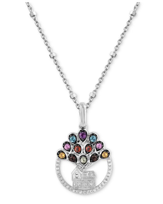 Wonder Fine Jewelry Multi Gemstone 1/5 ct. t.w. Diamond 1/20 Up House 18 Pendant Necklace