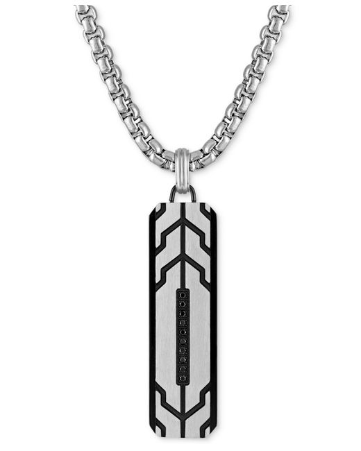 Esquire Men's Jewelry Diamond Dog Tag 22 Pendant Necklace Stainless Steel Ion-Plate Created for