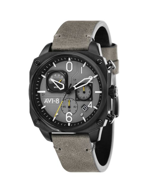 Avi-8 Hawker Hunter Chronograph Retrograde Edition Genuine Leather Strap Watch