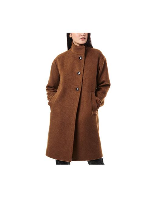 Bernardo Wool Coat with Stand Collar