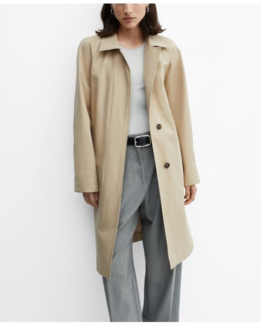Mango Belted Cotton Trench Coat