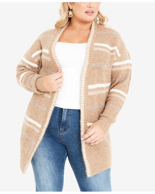 Avenue Plus Skye Stripe Cardigan Sweater