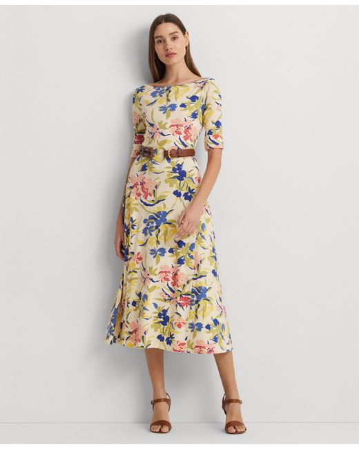 Lauren Ralph Lauren Floral Stretch Cotton Midi Dress