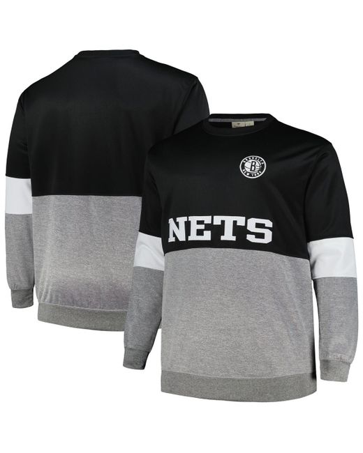 Fanatics Heather Gray Brooklyn Nets Big and Tall Split Pullover Sweatshirt