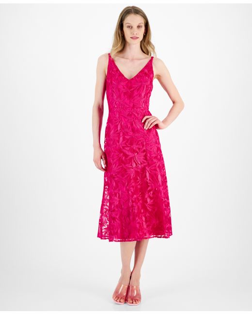 Sam Edelman Leafy Embroidery V-Neck Sleeveless Dress