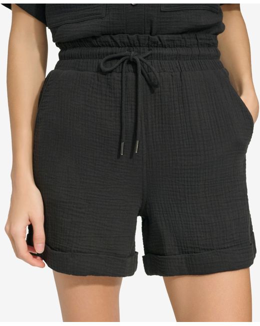 Marc New York Andrew Marc Sport High Rise Gauze Shorts with Rolled Cuff