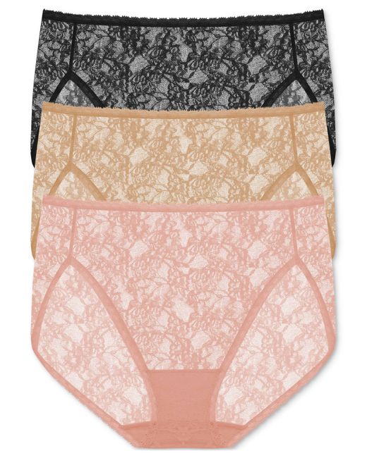 Natori Bliss Allure 3-Pk. Lace French Cut Underwear 776303MP Caf Rose Beige
