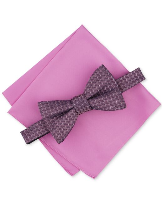 Alfani Moores Geo-Pattern Bow Tie Solid Pocket Square Set Created for