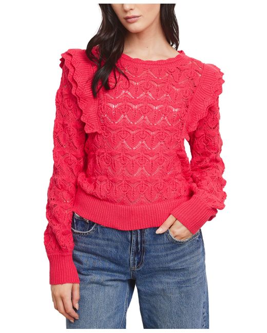 Fever Pointelle Ruffle Sweater
