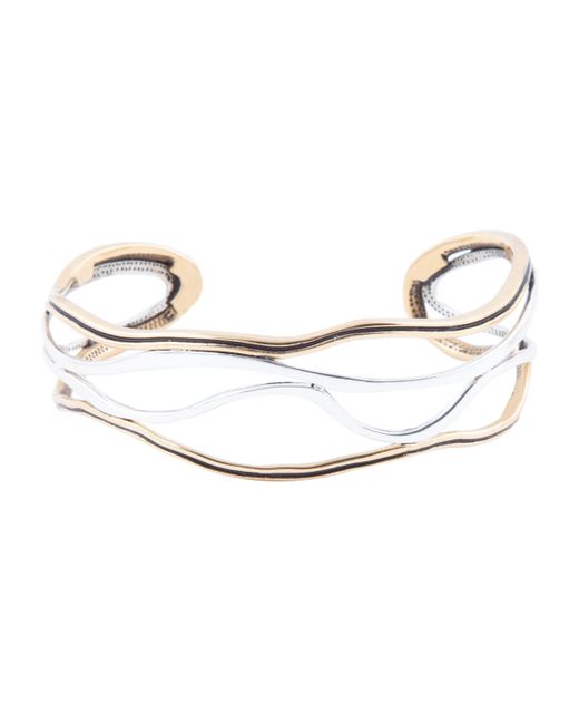 Barse Fresh Genuine Bronze and Sterling Abstract Cuff Bracelet