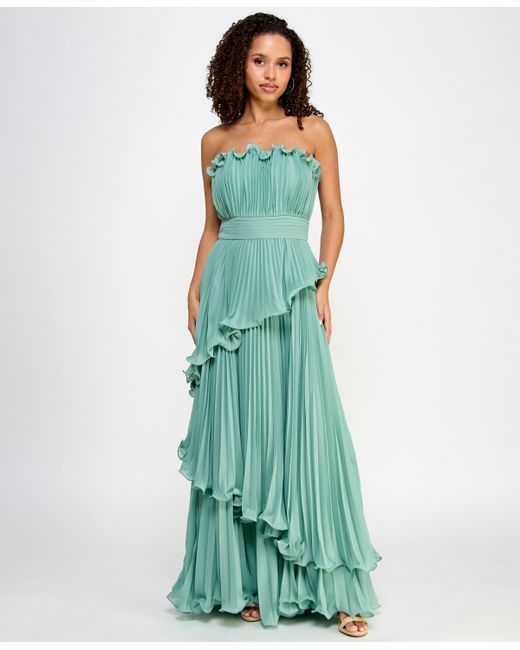 Speechless Juniors Strapless Ruffled Tiered Pleated Gown
