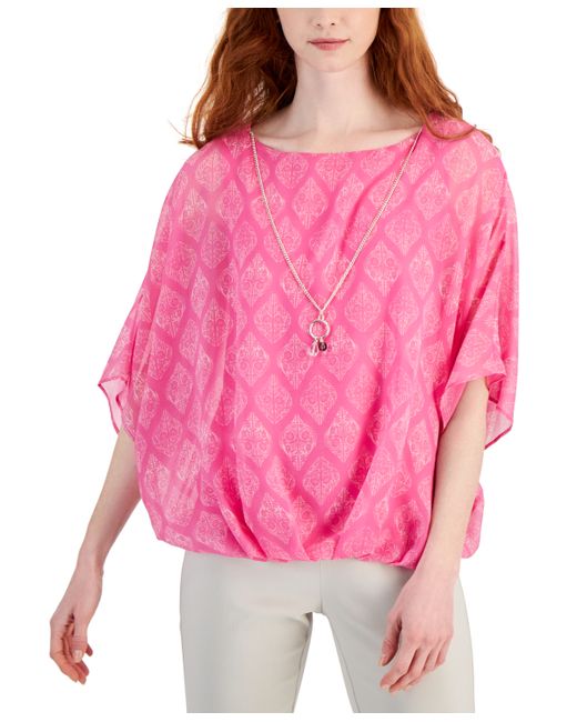 Jm Collection Printed Poncho-Sleeve Necklace Top Created for