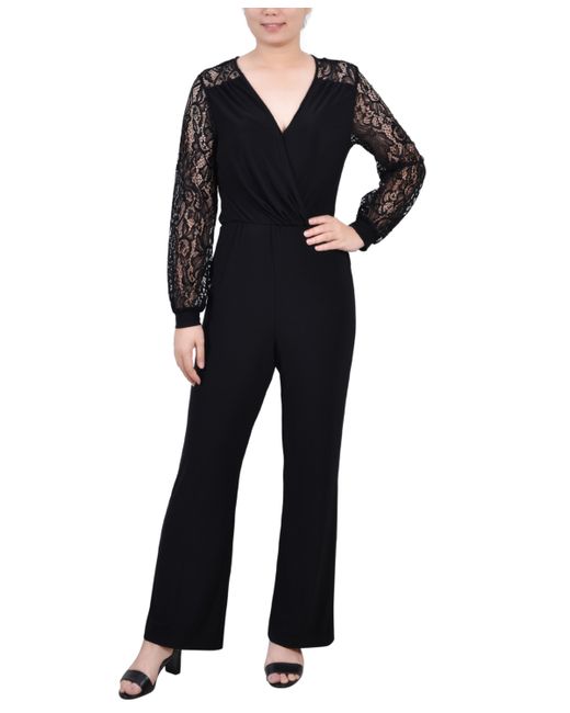 Ny Collection Petite Jumpsuit with Lace Sleeve