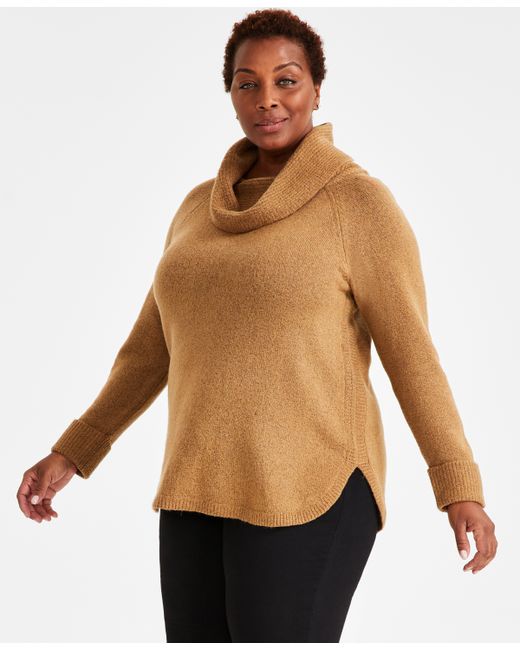 Style & Co Plus Waffle-Knit Cowlneck Sweater Created for