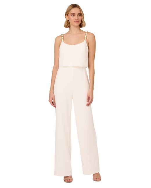Adrianna Papell Crepe Chain-Strap Jumpsuit