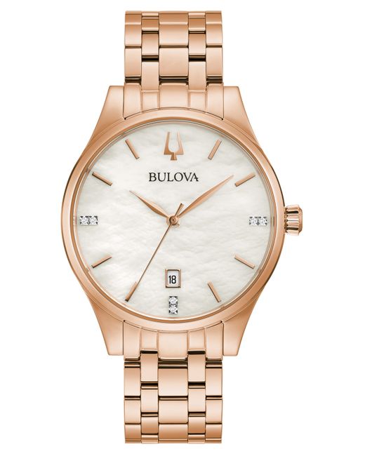 Bulova Classic Diamond-Accent Tone Stainless Steel Bracelet Watch 36mm