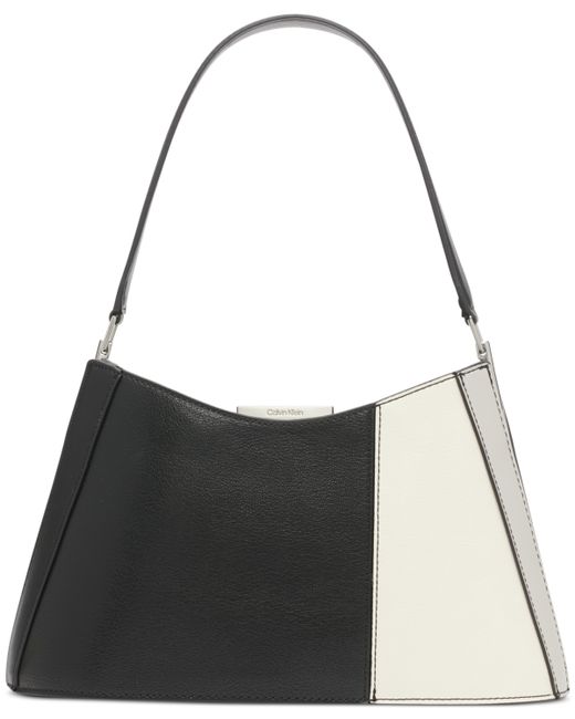 Calvin Klein Wren Colorblocked Shoulder Bag with Magnetic Snap Cherub White/Dove