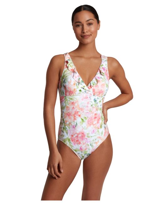 Lauren Ralph Lauren Ruffled Floral-Print One-Piece Swimsuit