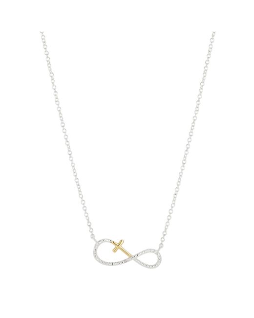 Unwritten 14K Gold Flash Plated Cubic Zirconia Cross Infinity Pendant Necklace
