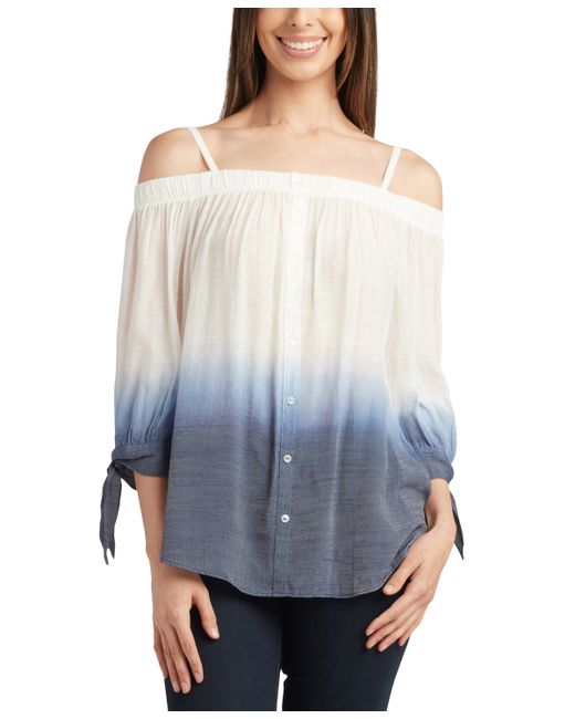 Bcx Juniors Off-The-Shoulder Dip-Dyed 3/4-Sleeve Top