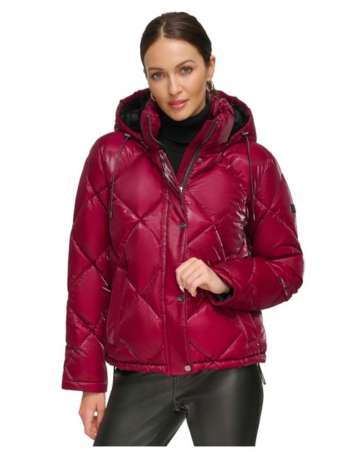 Dkny Diamond Quilted Hooded Puffer Coat