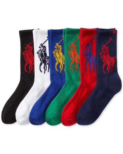 Polo Ralph Lauren 6-Pk. Big Pony Crew Socks