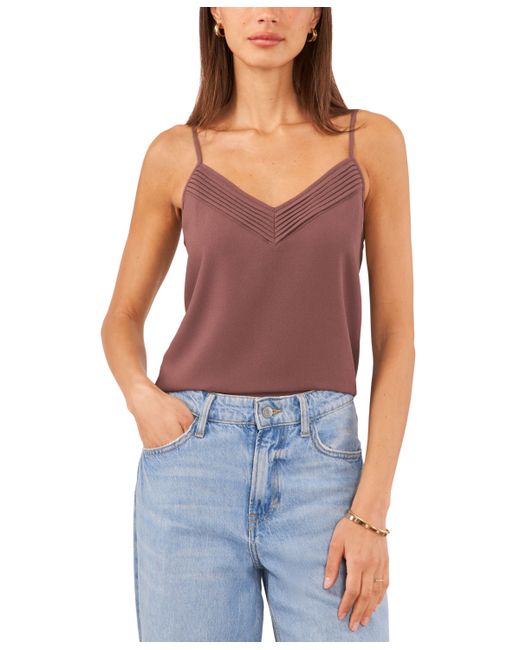 1.State Sleeveless Pin Tucked V-neck Camisole Top