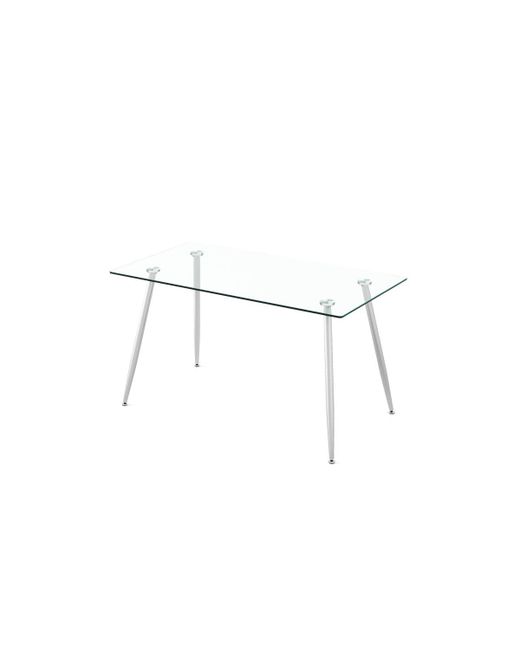 Slickblue Modern Glass Rectangular Dining Table with Metal Legs