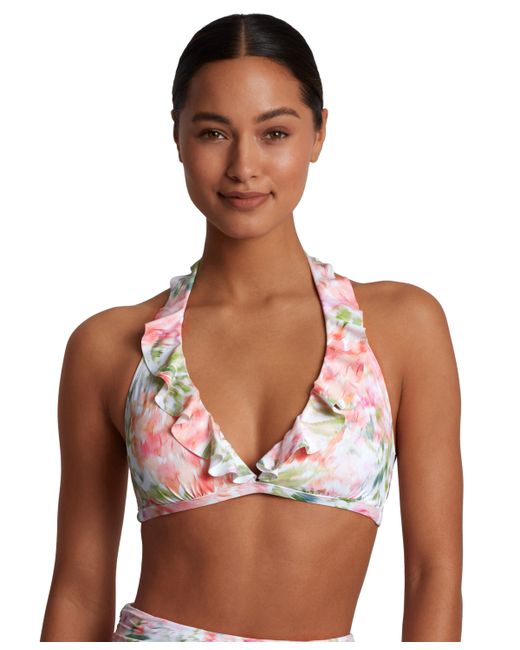Lauren Ralph Lauren Ruffled Floral-Print Bikini Top