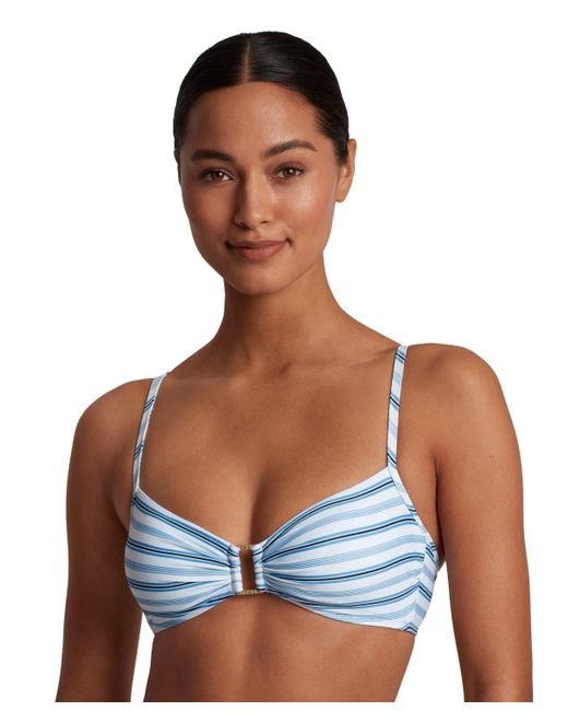 Lauren Ralph Lauren Striped Embellished Bikini Top