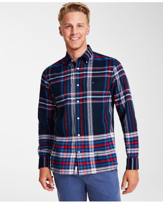 Tommy Hilfiger Gradient Check Regular-Fit Long-Sleeve Button-Down Shirt Multi