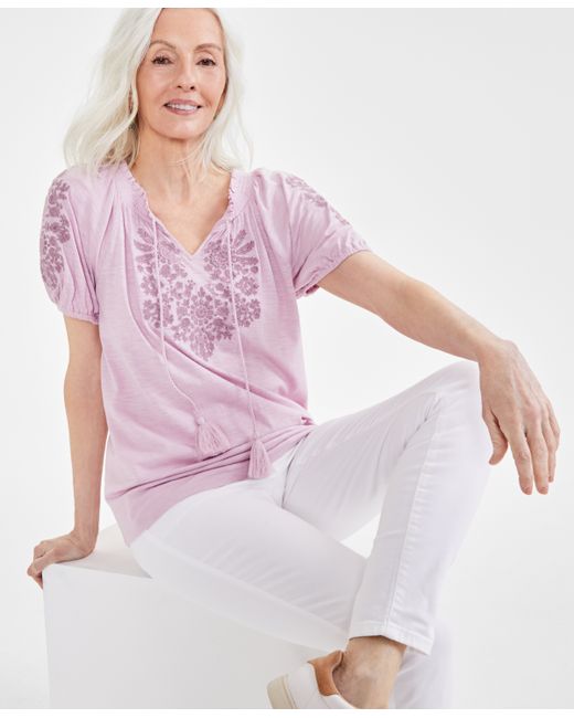 Style & Co Embroidery Vacay Top Created for