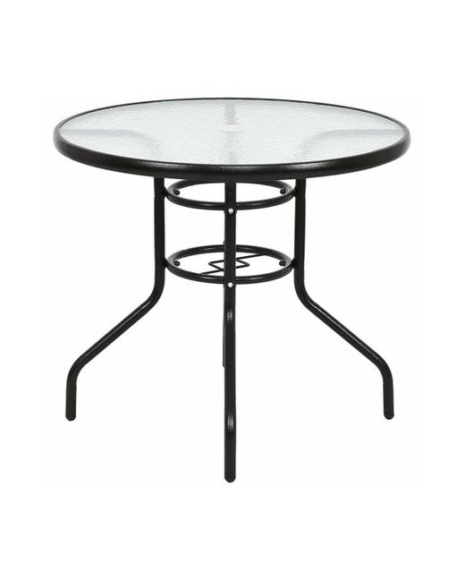 Slickblue Patio Round Table Steel Frame Dining