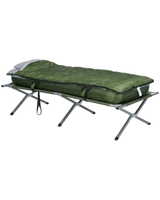 Outsunny Folding Camping Cot w Mattress Sleeping Bag Pillow