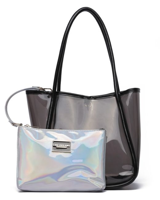 Like Dreams Serene Hologram Clear Large Clutch and Tote Set