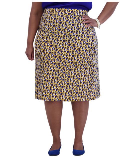 Kasper Printed Ity Pull-On A-Line Skirt