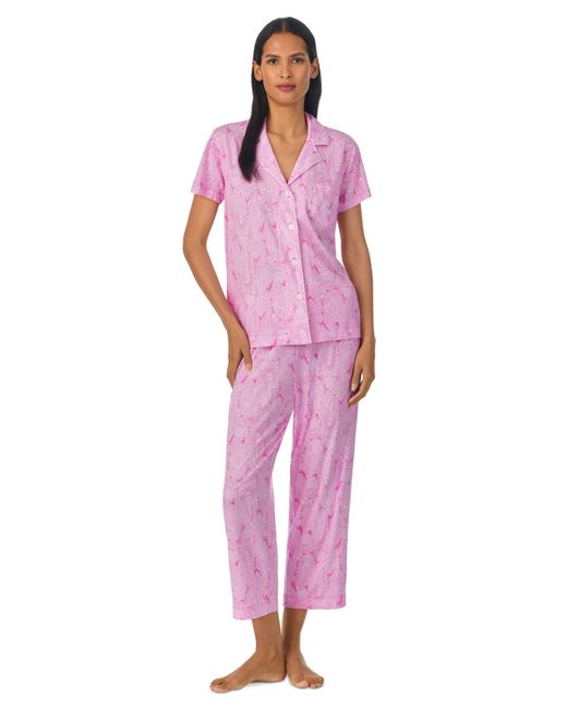 Lauren Ralph Lauren Paisley Knit Short-Sleeve Top and Capri Pajama Pants Set