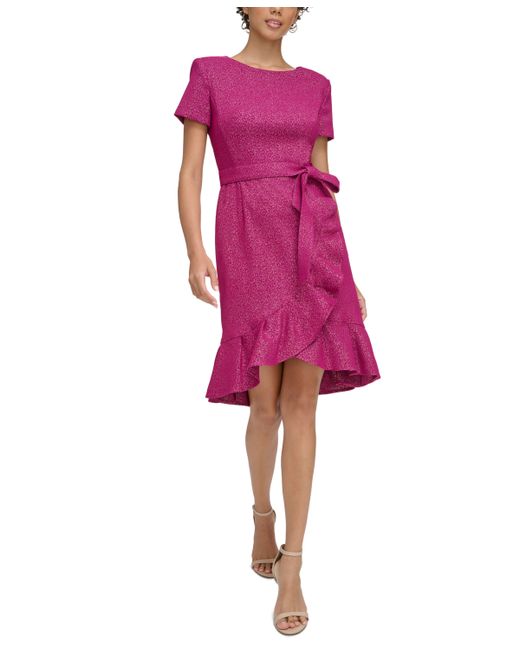 Calvin Klein Short-Sleeve Ruffle-Hem Dress