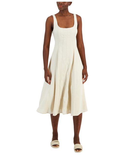 And Now This Linen-Blend Seamed Midi Dress Created for