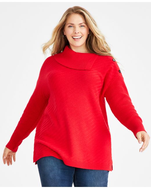 Style & Co Plus Envelope-Neck Sweater Created for