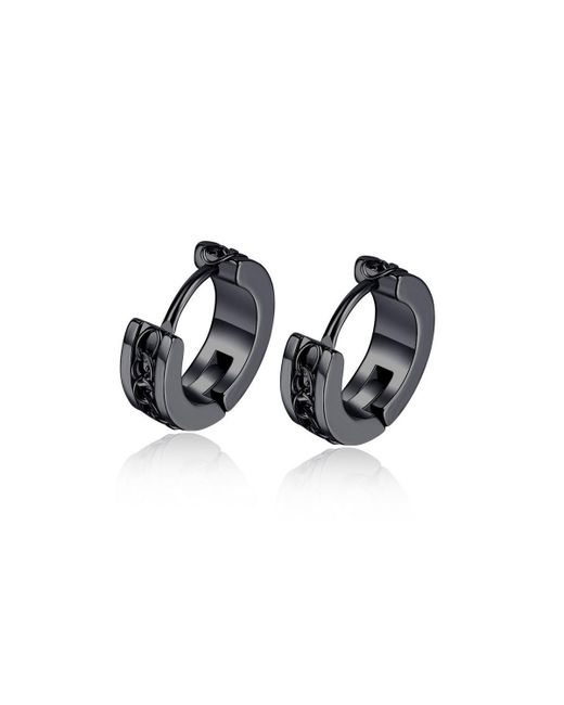 Metallo Link Design Huggie Hoop Earrings Plated