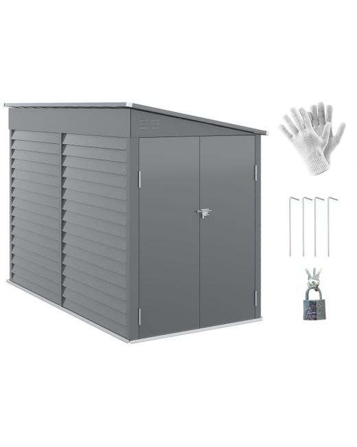 Outsunny 5 x 9 Steel Outdoor Storage Shed Lean to Metal Tool House with Floor Foundation Lockable Doors Gloves and 2 Air Vents for Backyard