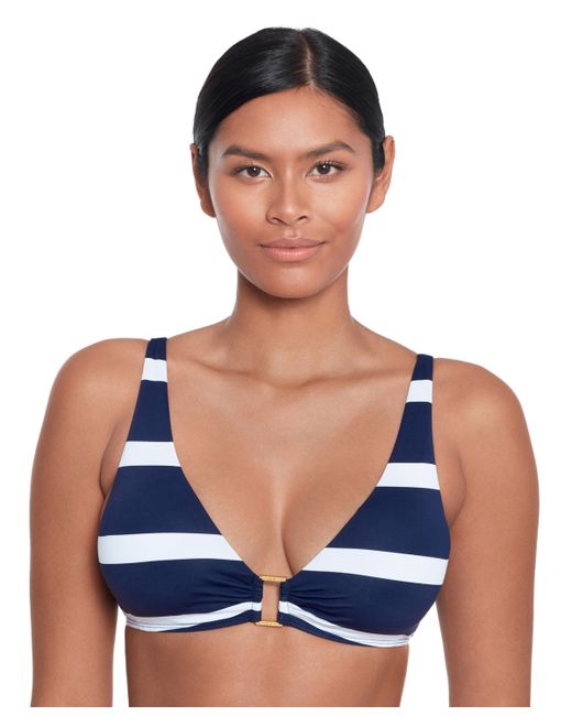 Lauren Ralph Lauren Striped O-Ring Bikini Top