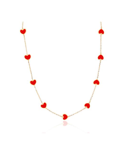 The Lovery Coral Heart Station Necklace