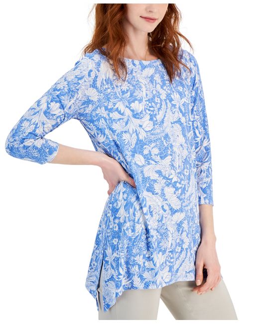 Jm Collection Printed 3/4-Sleeve Swing Top Created for