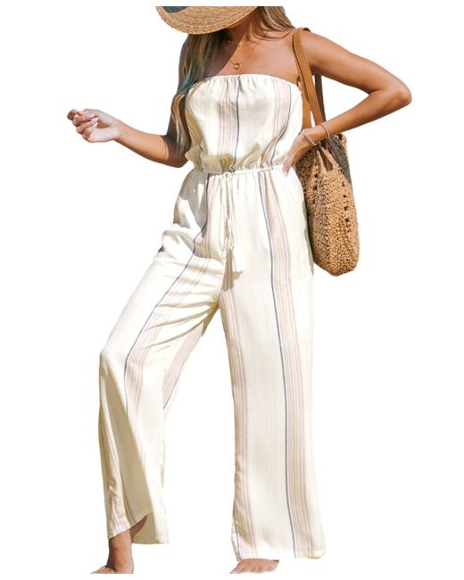 Cupshe Striped Tube Top Wide Leg Jumpsuit