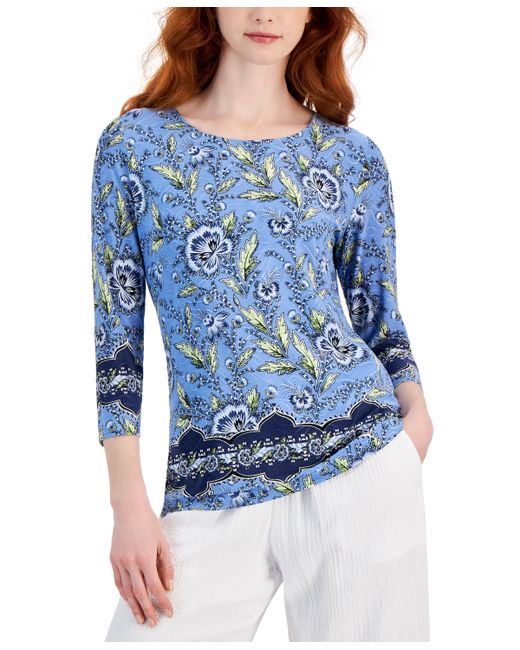 Jm Collection Printed Jacquard Knit Top Created for