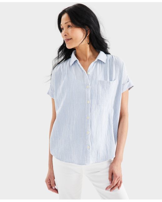 Style & Co Petite Cotton Gauze Camp Shirt Created for